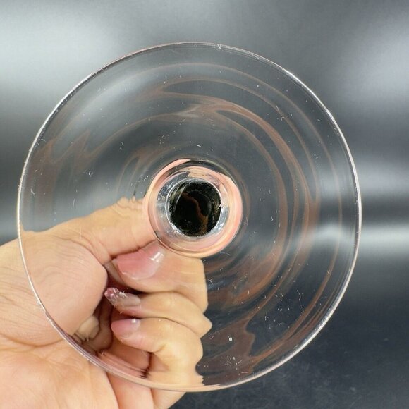 Pier 1 Smokey Black Crackle Glass Flute Drinking Glasses Set 2 Clear Bottom - Picture 8 of 13